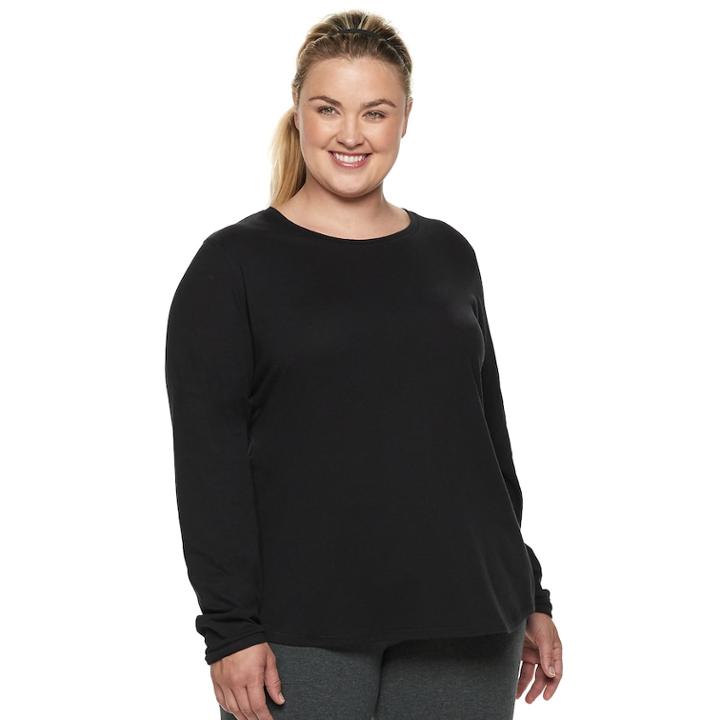 Plus Size Tek Gear&reg; Long Sleeve Tee, Women's, Size: 4xl, Black