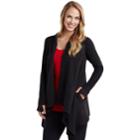 Women's Cuddl Duds Fleece Hooded Wrap Cardigan, Size: S-m, Black