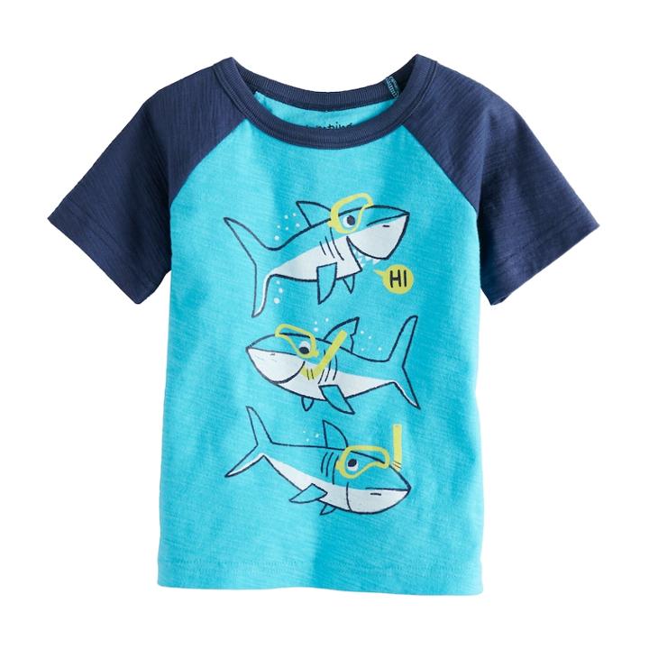 Baby Boy Jumping Beans&reg; Graphic Raglan Tee, Size: 12 Months, Med Blue