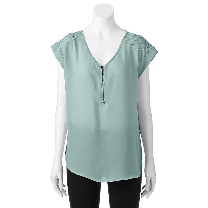 Juniors' My Michelle Lace Yoke Top, Girl's, Size: Xl, Blue Other