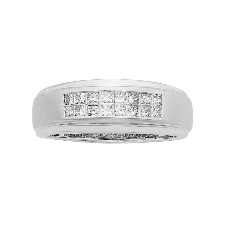 Men's 14k White Gold Igl Certified 1/2 Carat T.w. Diamond Wedding Band, Size: 11