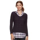 Women's Croft & Barrow&reg; 2-fer Sweater, Size: Small, Drk Purple