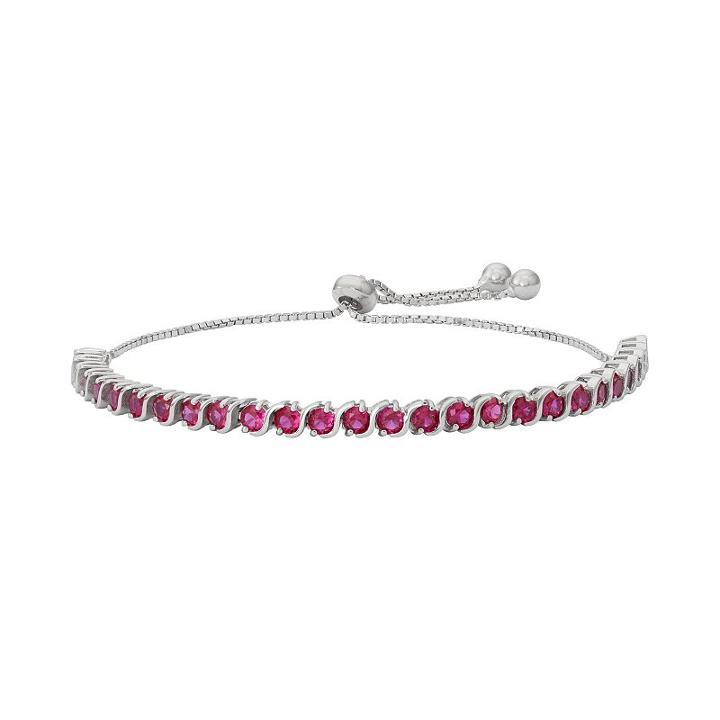 Sterling Silver Lab-created Ruby S-link Lariat Bracelet, Women's, Size: 9, Red