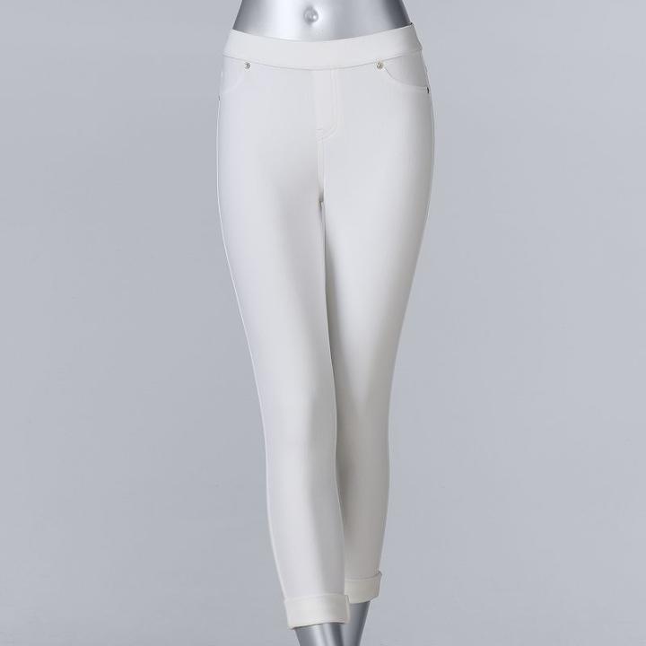 Women's Simply Vera Vera Wang Cuffed Denim Capri Leggings, Size: Small, White