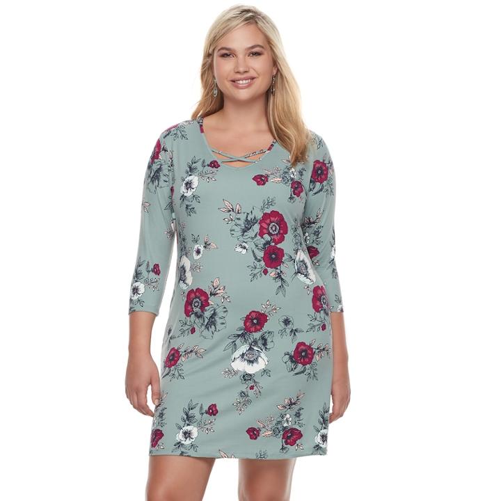 Juniors' Plus Size Mudd&reg; Cross Front Bodycon Dress, Teens, Size: 2xl, Brt Green