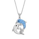 Crystal Dolphin Pendant Necklace, Women's, Blue