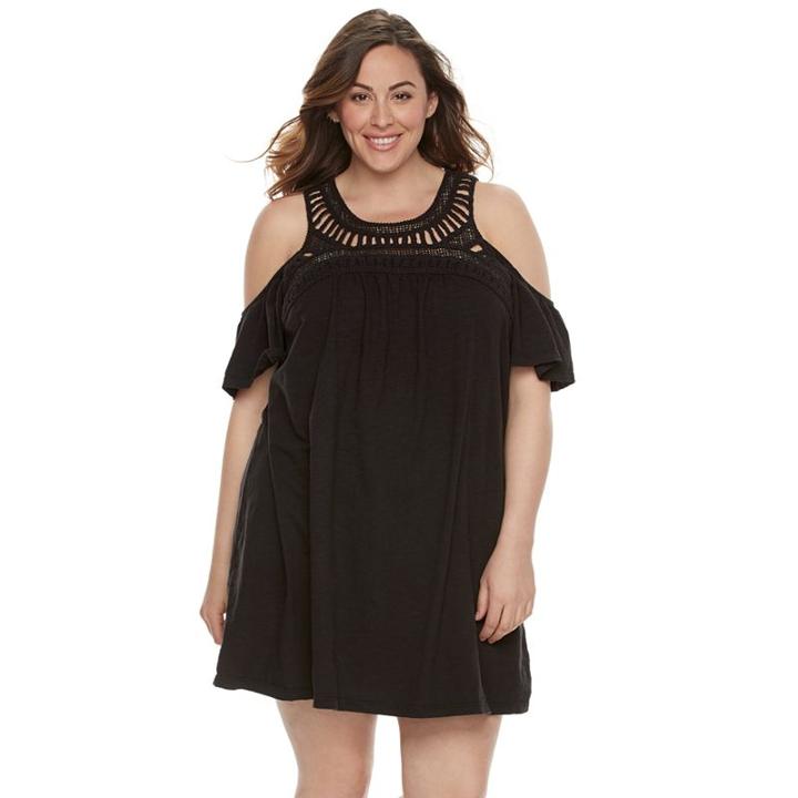 Plus Size Sonoma Goods For Life&trade; Macrame Cold-shoulder Dress, Women's, Size: 1xl, Black