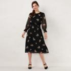 Women's Lc Lauren Conrad Floral Smocked Midi Dress, Size: Medium, Black