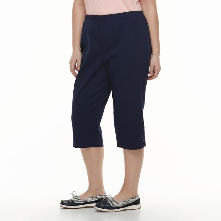 Plus Size Croft & Barrow&reg; Lace-up Capri Jeans, Women's, Size: 2 - Regular, Blue