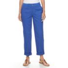 Women's Croft & Barrow&reg; Cuffed Twill Pants, Size: 4, Blue (navy)