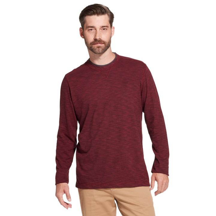 Men's Arrow Classic-fit Striped Mock-layer Tee, Size: Large, Med Red