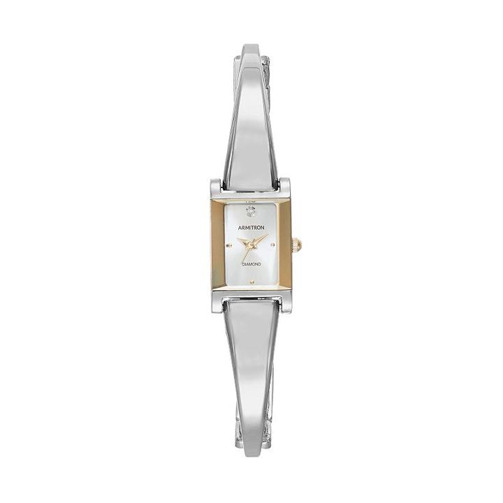 Armitron Women's Diamond Half-bangle Watch - 75/5322bkgp, Size: 2xl, Silver