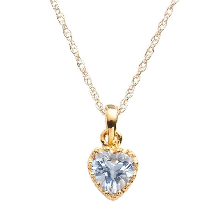 Tiara 14k Gold Over Silver Lab-created Aquamarine Heart Crown Pendant, Women's, Size: 18, Blue