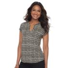 Women's Dana Buchman Printed Splitneck Top, Size: Xs, Lt Beige