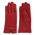 Women's Journee Collection Suede Leather & Corduroy Gloves, Size: Large, Red Other