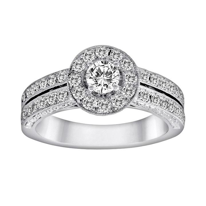 14k White Gold 1-ct. T.w. Igl Certified Round-cut Diamond Halo Ring, Women's, Size: 7.50