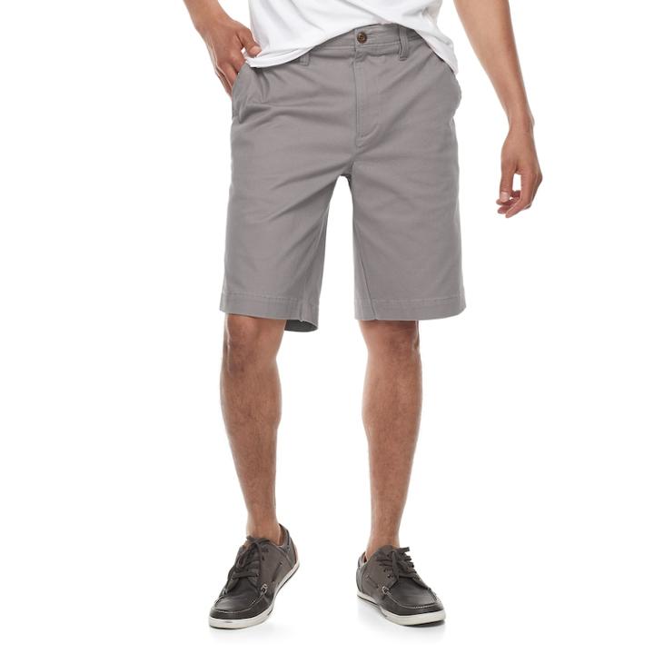 Men's Sonoma Goods For Life&trade; Flexwear Flat-front Twill Shorts, Size: 32, Med Grey