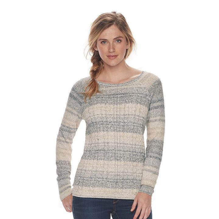 Women's Sonoma Goods For Life&trade; Cable-knit Crewneck Sweater, Size: Small, Blue