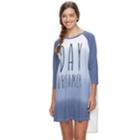 Juniors' Peace, Love & Fashion Baseball Tee Sleepshirt, Teens, Size: Medium, Med Blue