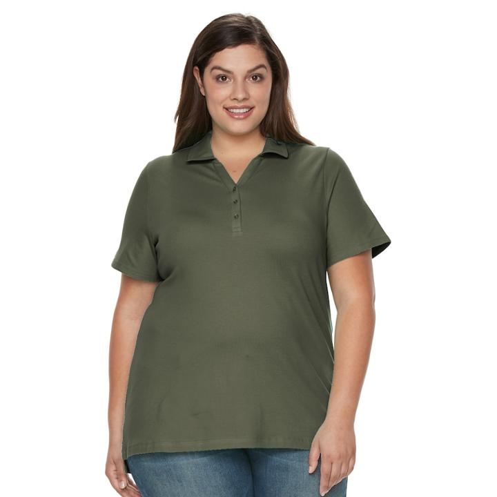 Plus Size Croft & Barrow&reg; Pique Polo, Women's, Size: 2xl, Green