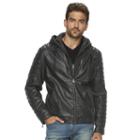 Men's Marc Anthony Slim-fit Hooded Faux-leather Jacket, Size: Xxl, Grey (charcoal)