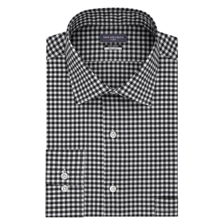 Men's Van Heusen Flex Collar Regular Fit Stretch Dress Shirt, Size: 16.5-32/33, Dark Grey