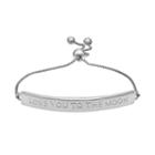 Sterling Silver Love You To The Moon Bar Lariat Bracelet, Women's