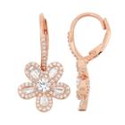 14k Rose Gold Over Silver Flower Drop Earrings, Women's, Pink