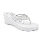 Candie's&reg; Women's Bling Wedge Thong Sandals, Size: Medium, White