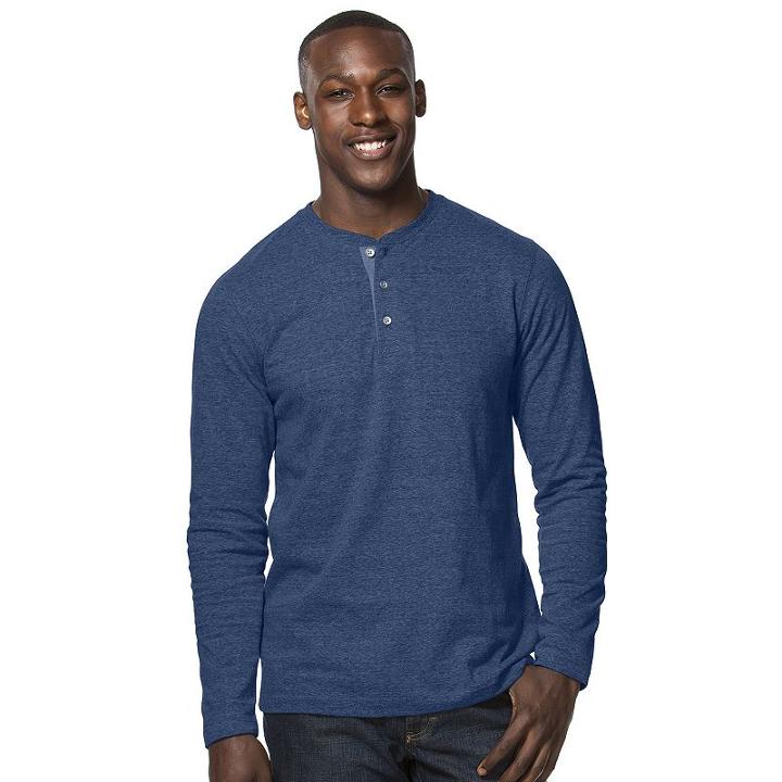 Men's Chaps Jaspe Classic-fit Henley, Size: Xxl, Blue