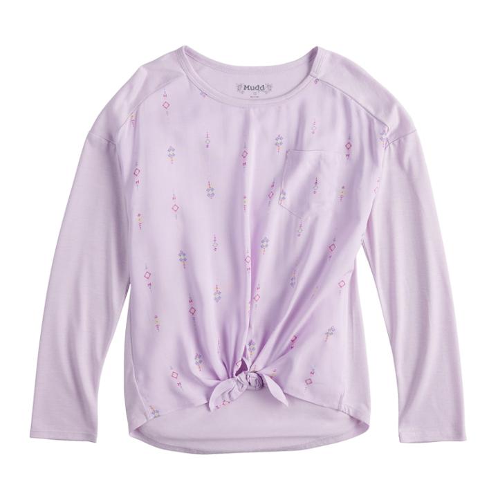 Girls 7-16 Mudd&reg; Mixed-media Knot Front Tee, Size: 10, Lt Purple