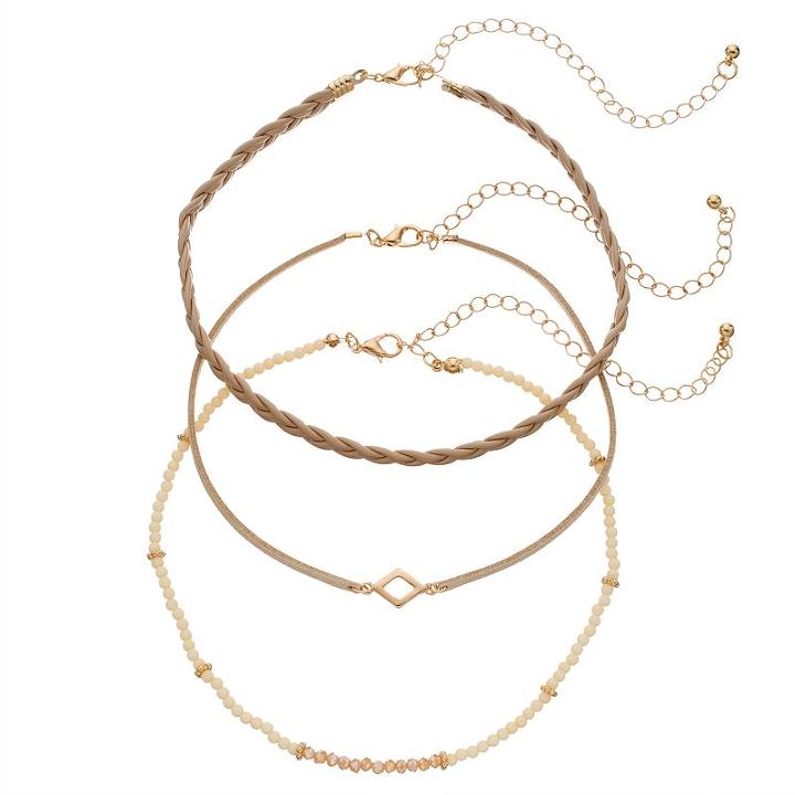 Gs By Gemma Simone Beaded & Braided Choker Necklace Set, Women's, Size: 12.5, Multicolor
