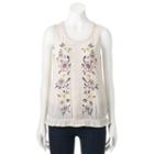 Juniors' Live To Be Spoiled Floral Banded Hem Tank, Girl's, Size: Medium, White Oth