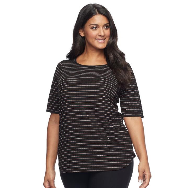 Plus Size Apt. 9&reg; Essential Elbow Sleeve Tee, Women's, Size: 1xl, Black