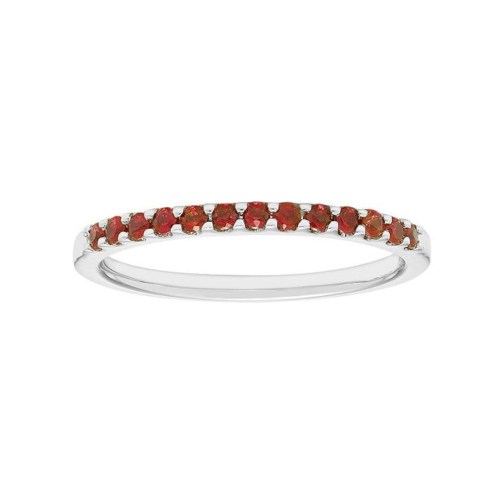 14k White Gold Ruby Stackable Ring, Women's, Size: 5, Red