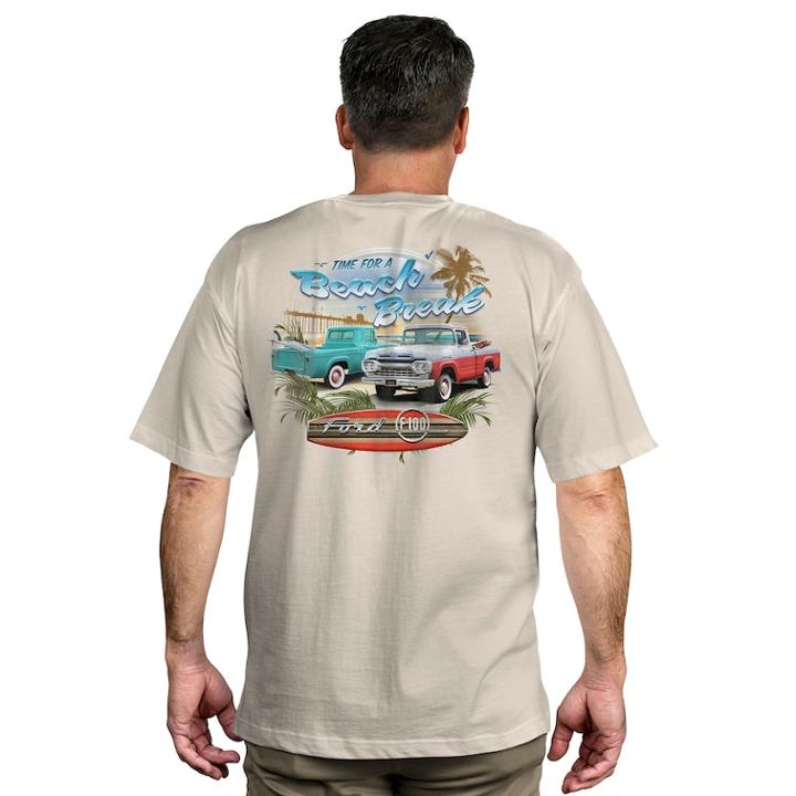Men's Newport Blue Tropical Graphic Tee, Size: Large, Lt Beige