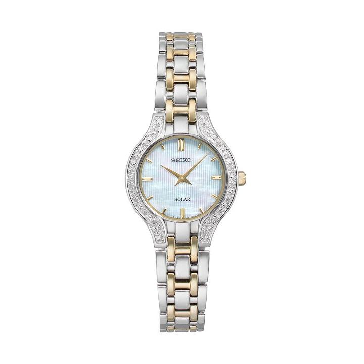 Seiko Women's Core Diamond Stainless Steel Solar Watch - Sup335, Multicolor