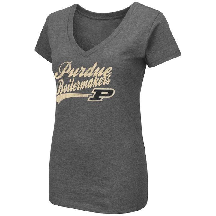 Women's Colosseum Purdue Boilermakers Script Wordmark Tee, Size: Large, Grey (charcoal)