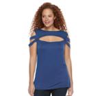 Plus Size Rock & Republic&reg; Strappy Cold-shoulder Top, Women's, Size: 1xl, Blue