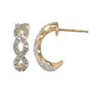 18k Gold-over-silver And Sterling Silver Diamond Accent Infinity J-hoop Earrings, Women's, White