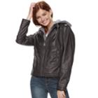 Juniors' J-2 Hooded Faux-leather Moto Jacket, Teens, Size: Xl, Grey (charcoal)