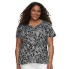Plus Size Croft & Barrow Solid Henley Tee, Women's, Size: 3xl, Grey