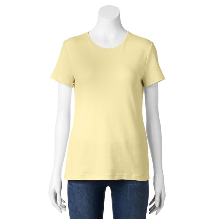 Croft & Barrow&reg; Essential Crewneck Tee - Women's, Size: Medium, Lt Yellow