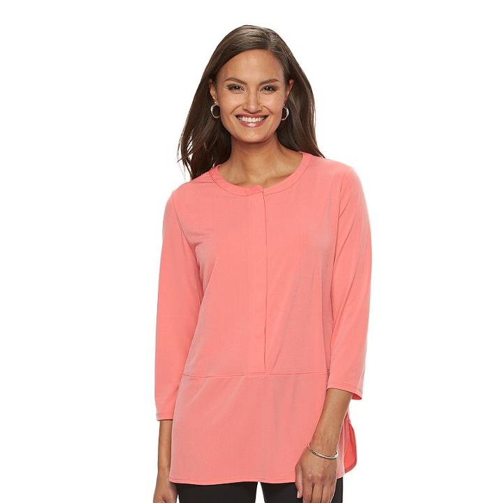 Women's Croft & Barrow&reg; Henley Top, Size: Large, Lt Orange
