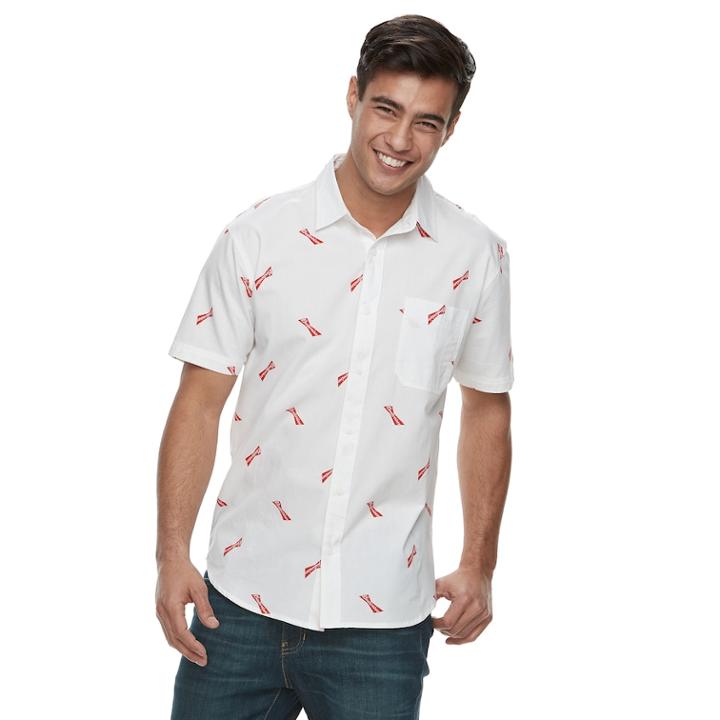 Men's Budweiser Bow Tie Button-down Shirt, Size: Large, White