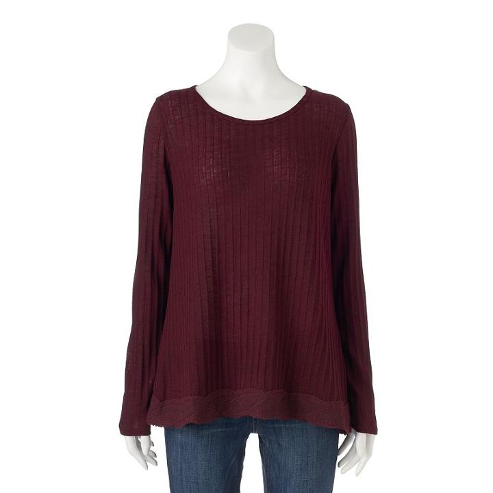 Juniors' Rewind Ribbed Crochet Tunic, Girl's, Size: Medium, Purple Oth