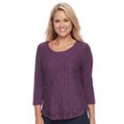 Petite Croft & Barrow&reg; Lace-front Tee, Women's, Size: L Petite, Drk Purple