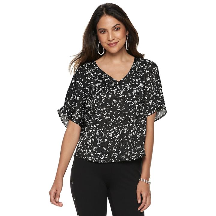 Women's Jennifer Lopez Satin Dolman Top, Size: Small, Black