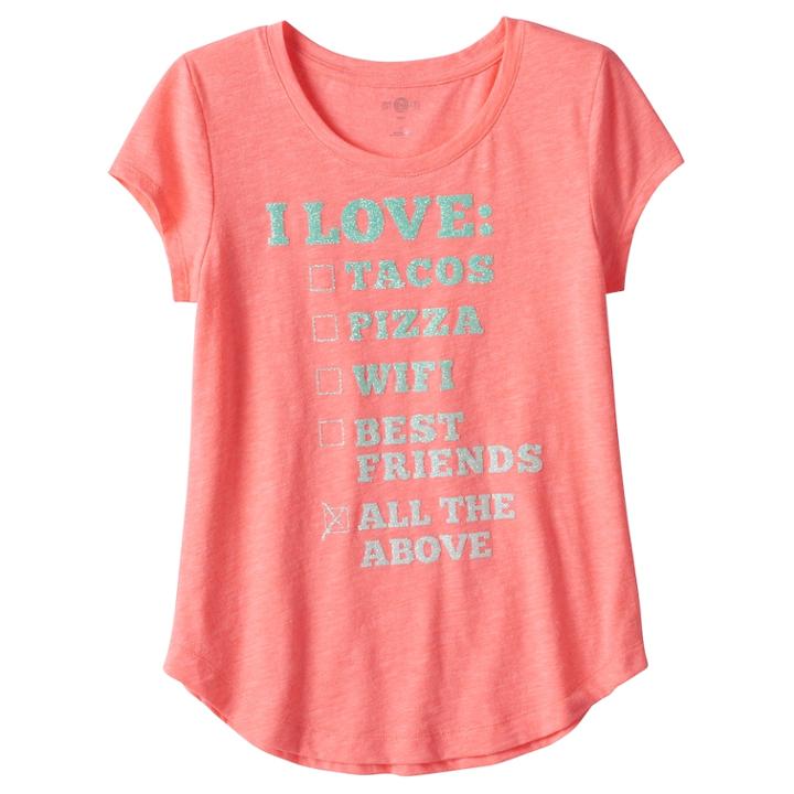 Girls Plus Size So&reg; Curved-hem Graphic Tee, Size: 16 1/2, Black