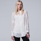 Women's Simply Vera Vera Wang Embroidered Chiffon Tunic, Size: Medium, White Oth